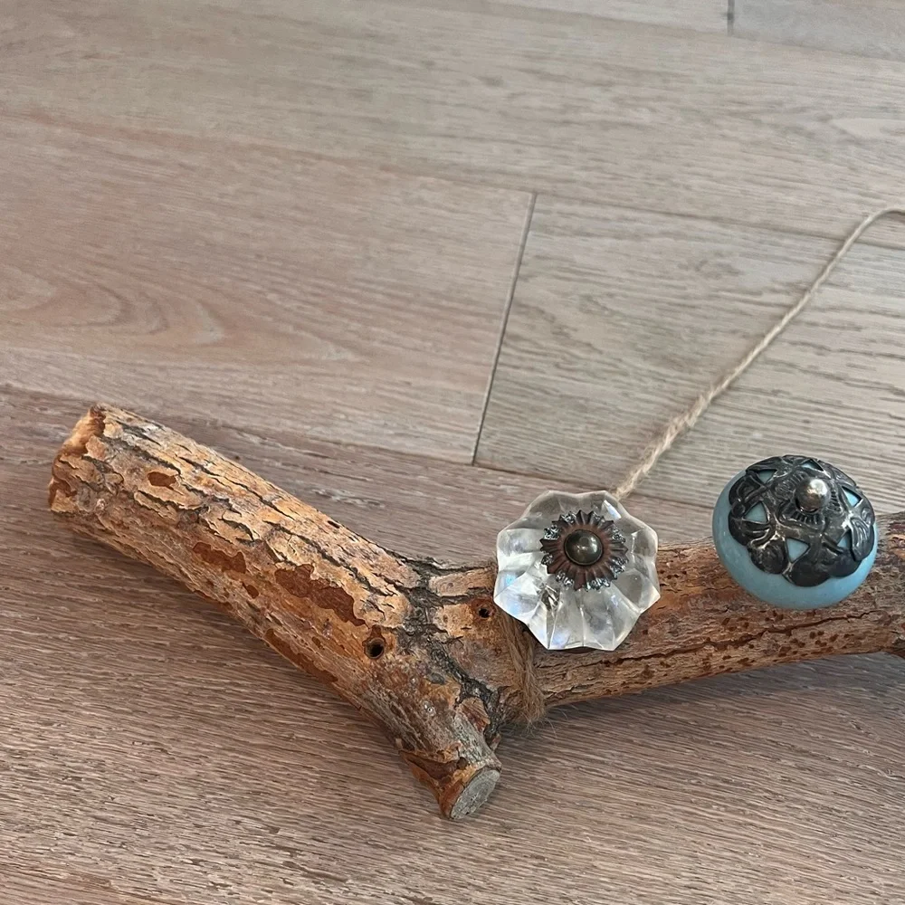 Hand Made Unique Jewelry/Hat Hanger Rack from Tree Branch and Knobs